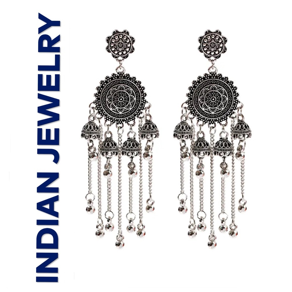 🐘 Indian Long Tassel Statement Earrings